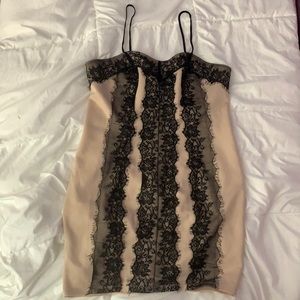 Charlotte Russe Cream dress black lace trim